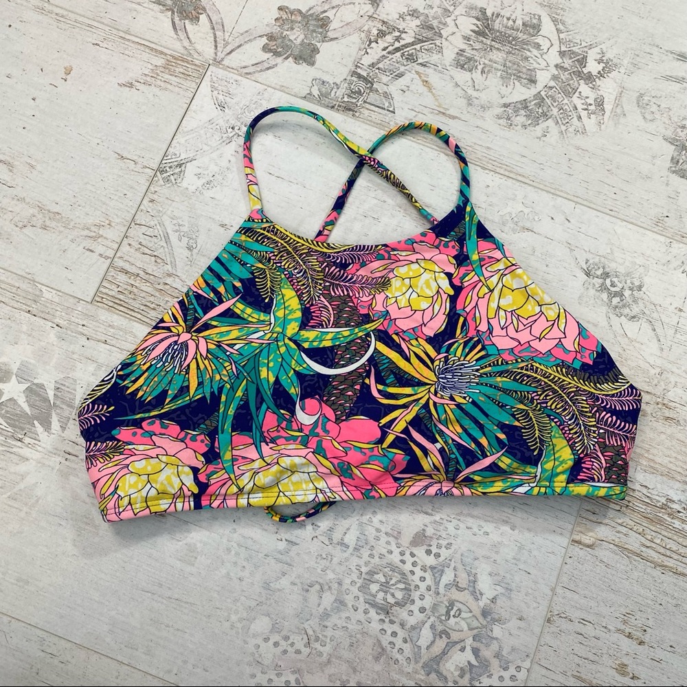 Body Glove Tropical Floral Print High Neck Bikini Top